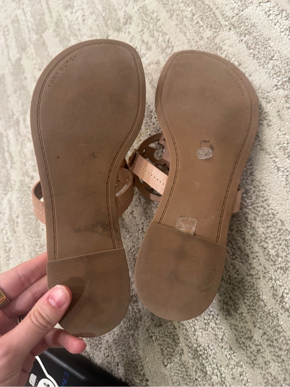 Tory Burch Tan Leather Logo Sandals - Picture 6 of 7